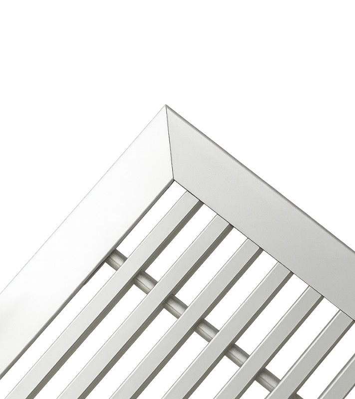 Aluminium wandrooster 1000x200mm met vaste lamellen en klemveren - 