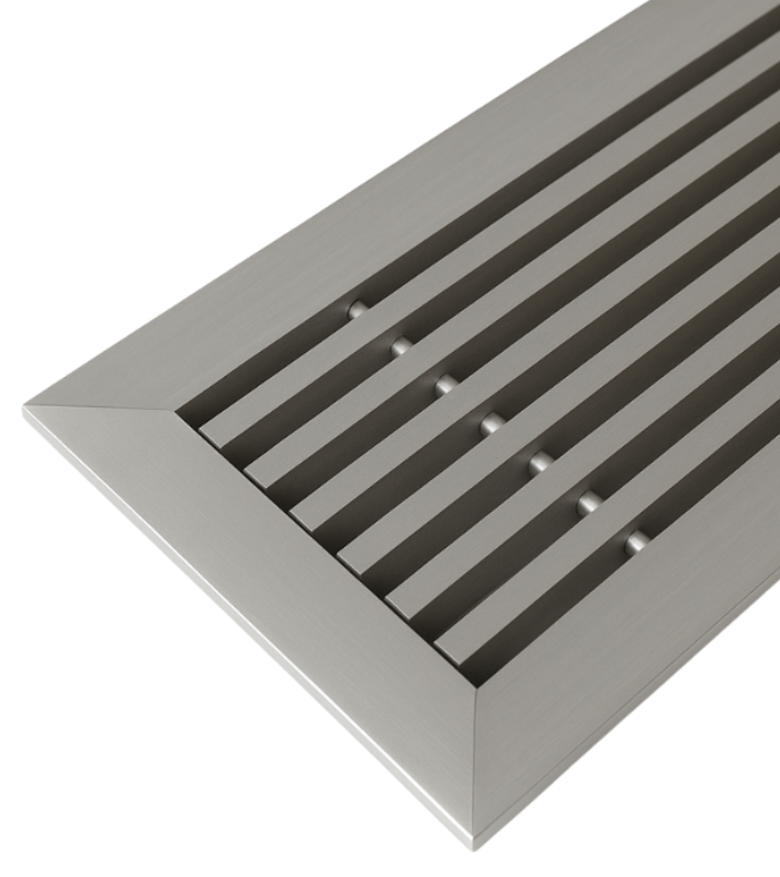 Aluminium wandrooster 1000x200mm met vaste lamellen en klemveren - 