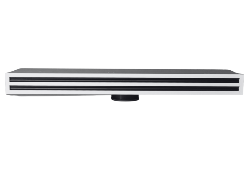 Traditioneel 1-slots lijnrooster van 1800mm lang voor vaste plafonds met geïsoleerde plenumbox Ø 2x125mm