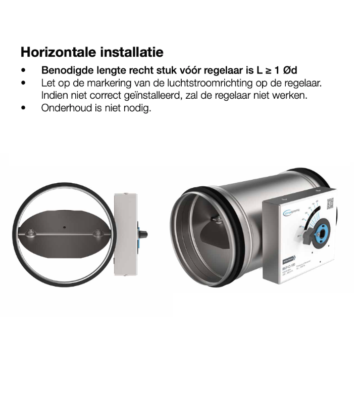 Enkelwandige constant volumeregelaar Ø 200mm voor 330 t/m 1250 m3/h - 