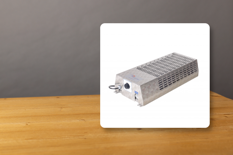 Vrijhangende ionisatie unit model 300 met 3 buizen type F, ventilator en externe bediening