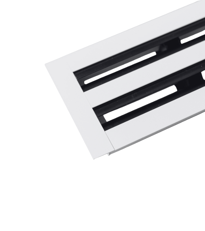 Traditioneel 1-slots lijnrooster van 1800mm lang voor vaste plafonds met geïsoleerde plenumbox Ø 2x125mm - 