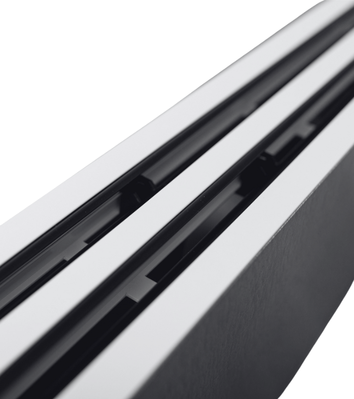 Traditioneel 1-slots lijnrooster van 1800mm lang voor vaste plafonds met geïsoleerde plenumbox Ø 2x125mm - 
