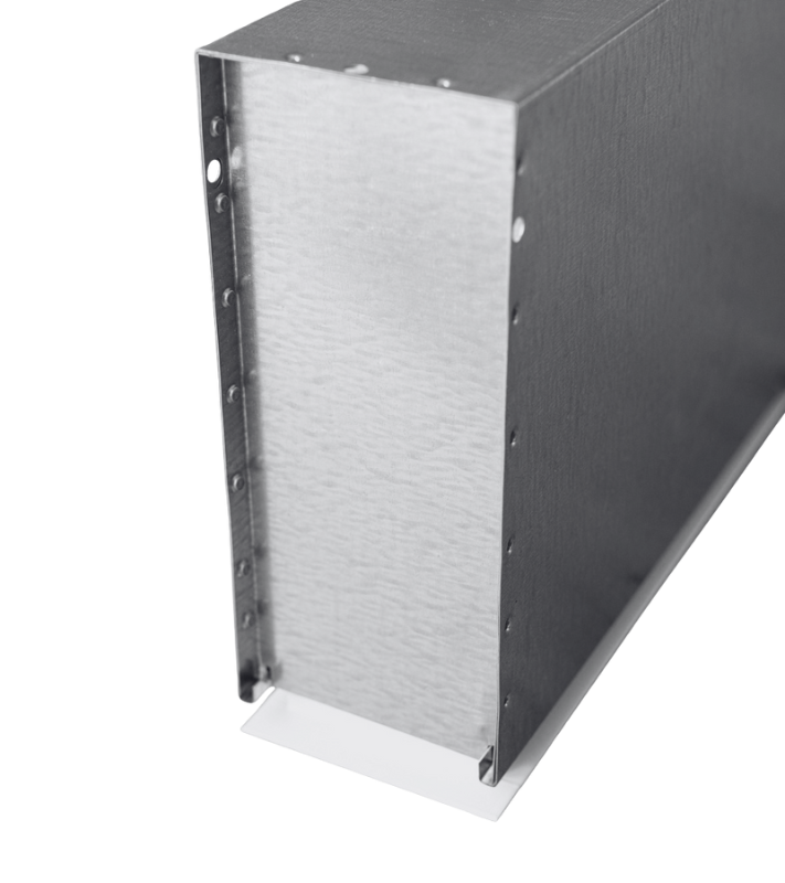 Traditioneel 1-slots lijnrooster van 1800mm lang voor vaste plafonds met geïsoleerde plenumbox Ø 2x125mm - 