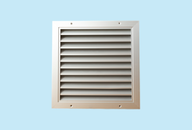Aluminium buitenluchtrooster 1000x400mm met kleine lamellen, vogelgaas en schroefgaten