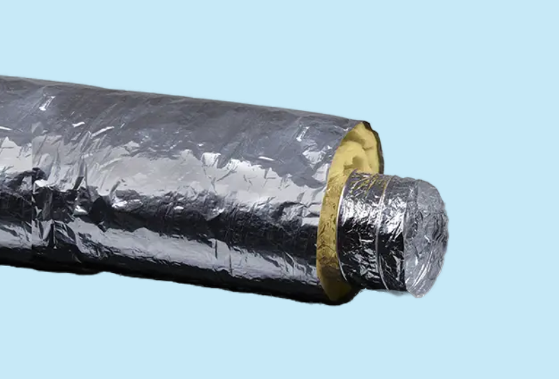 Thermisch geïsoleerde Sonotex ventilatieslang voorzien van 25mm isolatie in een diameter van 125 mm x 10 meter lang