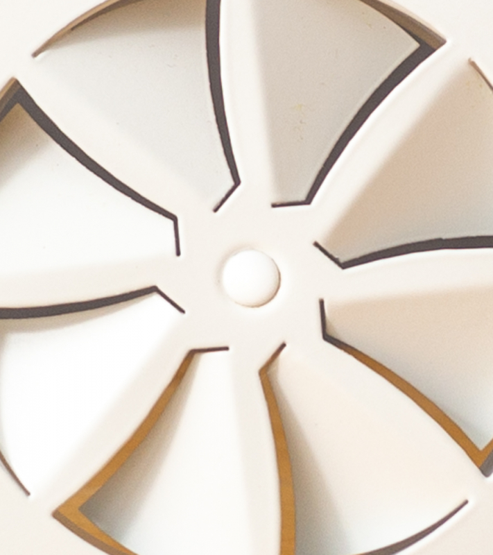Traptrede rooster Ø 182mm met werveleffect en aansluiting Ø 160mm - Detail wervelbloem