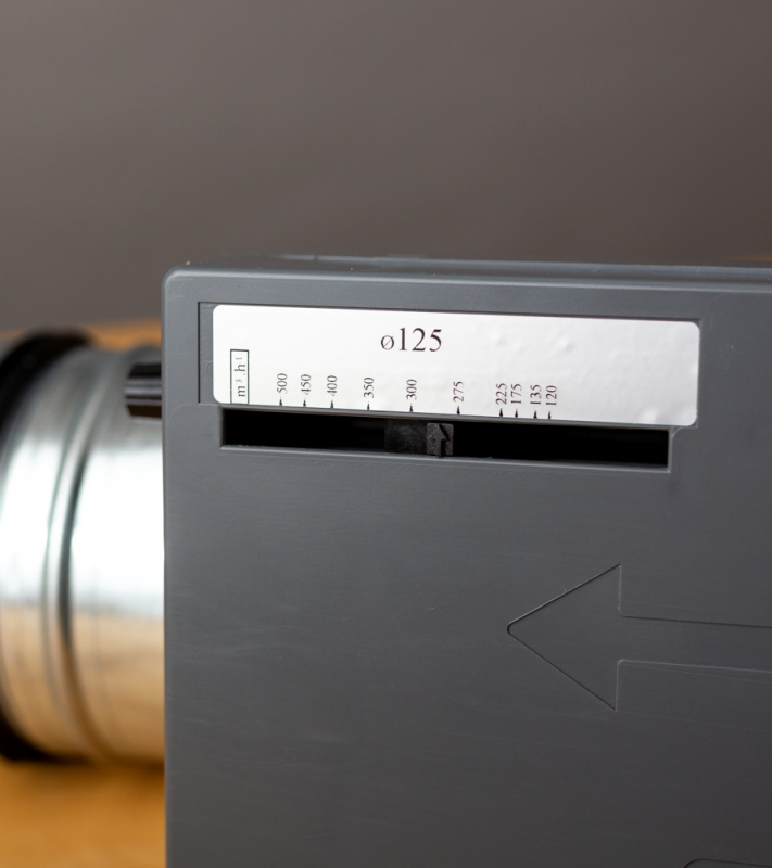 Enkelwandige constant volumeregelaar Ø 80mm voor 40 t/m 140 m3/h - Schaalverdeling