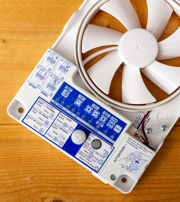 Intelligente badkamerventilator met WIFI Ø 100/125mm Smart met timer en vocht sensor - Tijdloos design 