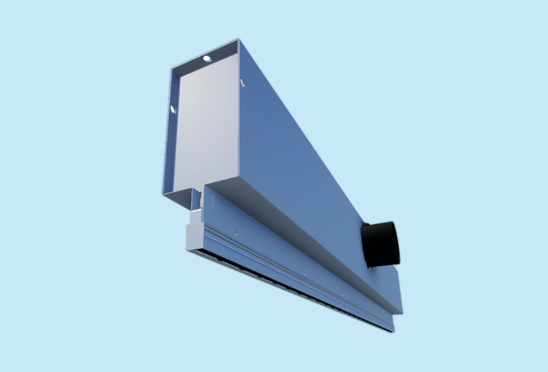 Ultra smal 1000mm lang lijnrooster voor vaste plafonds met geïsoleerde plenumbox  Ø 80mm