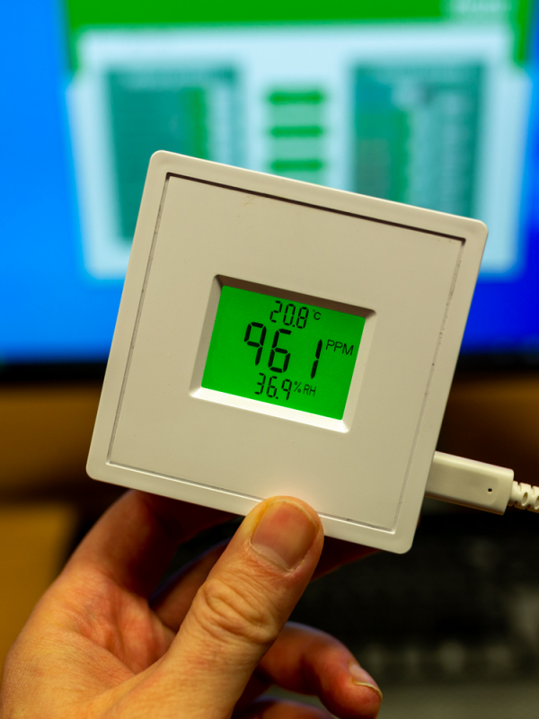 Vision CO2 monitor met data logging, temperatuur en RV weergave op het display - Temperatuur, CO2 en RV 