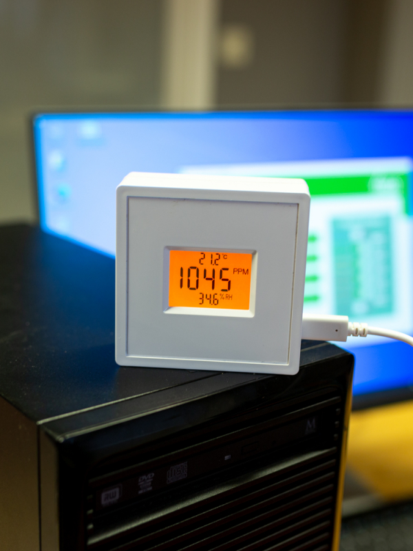 Vision CO2 monitor met data logging, temperatuur en RV weergave op het display - Eenvoudig uit te lezen
