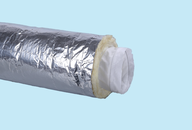 Non-woven thermische en akoestische geïsoleerde ventilatieslang Sonotex, voorzien van 25mm isolatie in een diameter van 180 mm x 10 meter lang