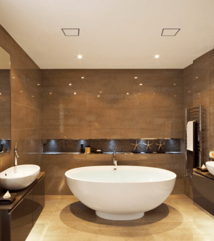 Volledig In stucbaar wand en plafond rooster van gips model Square met aansluiting Ø 100mm - 