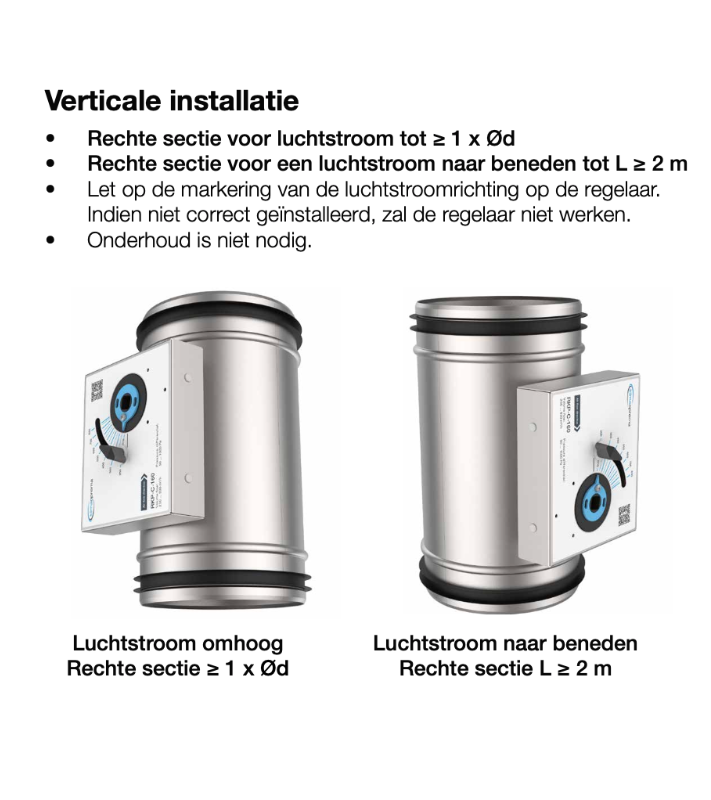 Enkelwandige constant volumeregelaar Ø 200mm voor 330 t/m 1250 m3/h - 