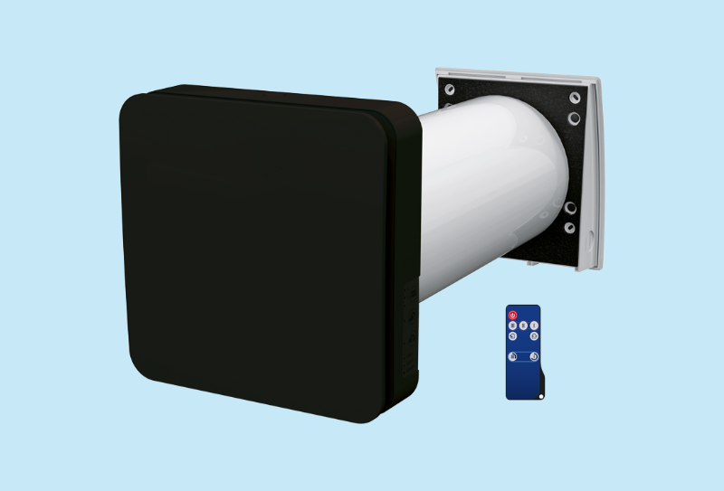 Hoogrendement Inhome single room 50 m3/h WTW professional zwart met WIFI