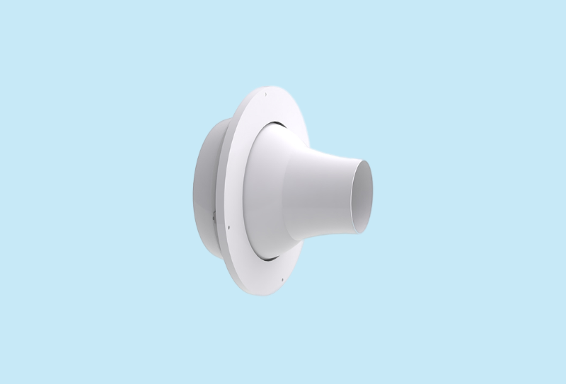 Longpipe instelbaar jetrooster model 125 voor plenum en kanaalmontage