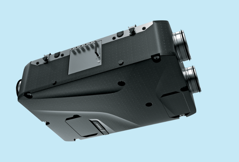 Blauberg plafond tussenbouw WTW type Reneo D 240-E R S14 met 240 m3/h en enthalpy wisselaar