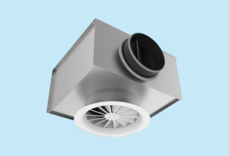 Hooginducerend wervelrooster Ø 100mm met diffusorring en geïsoleerde site plenum Ø 80mm